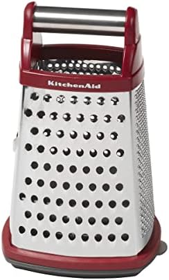 KitchenAid Gourmet 4-Sided Stainless Steel Box Grater With Detachable Storage Container, 10 Inches Tall, Black