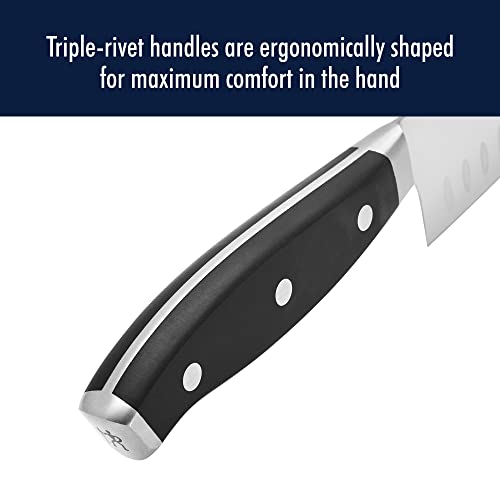  Forged Premio Hollow Edge Santoku Knife, 7-inch, Black/Stainless Steel