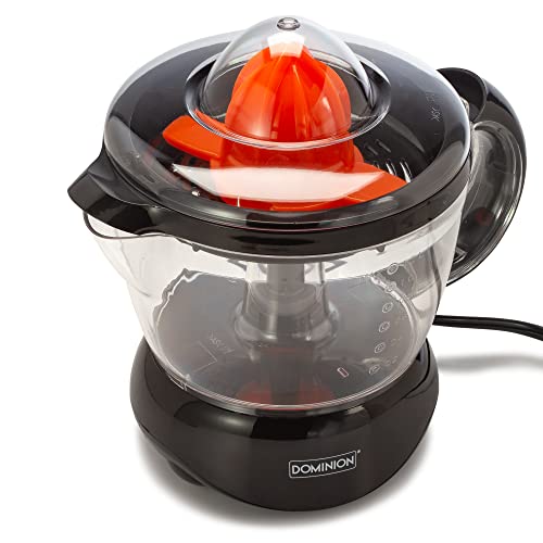 BPA-Free Electric Citrus Juicer Extractor, Compact Volume Pulp Control, Oranges, Lemons, Limes, Grapefruits With Easy Pour Spout, 40oz, Includes Two Juicing Cones, Black