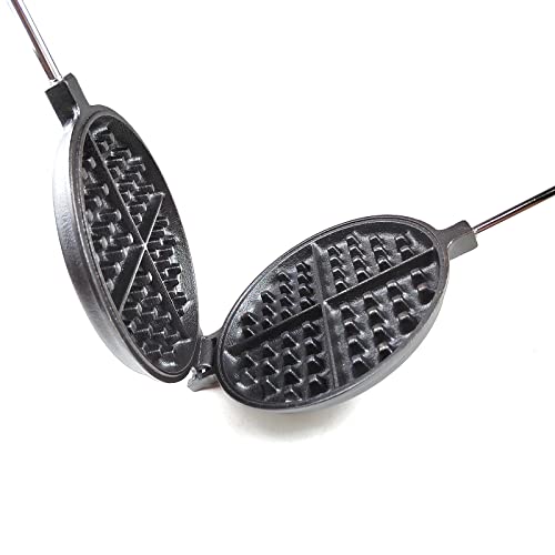  Cast Iron Waffle Maker With Handle Hoder And Basting Brush…