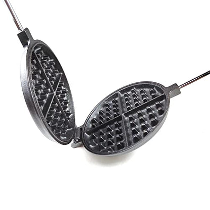  Cast Iron Waffle Maker With Handle Hoder And Basting Brush…