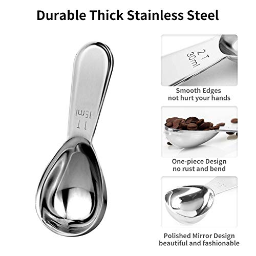  2 Tablespoon Measuring Spoon, Coffee Scoop Stainless Steel With Accurate Measurement Short Handle Metal Spoons 2Pcs Set For Tea Sugar Flour (1 Tbsp & 2 Tbsp)