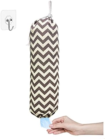  Lastic Bag Holder, Wall Mount Plastic Bag Organizer, Shopping Bags Carrier, Washable Large Grocery Bag Storage Dispenser ​for Home Kitchen Travelling, Free Adjustment With Drawstring, Gray, 22x9"