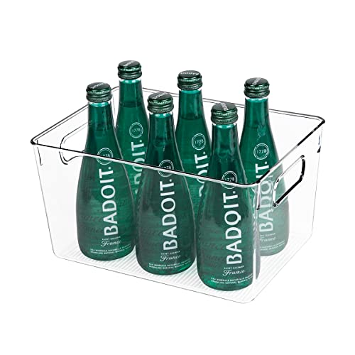  Pantry Organization And Storage Container Bins For Kitchen, Laundry, Refrigerator, Freezer. Durable Heavy Duty Clear Plastic With Handles - 6 Pack