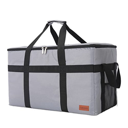  Insulated Food Delivery XXL Commercial Bag Grocery Bags Hot Bags For Delivery Waterproof - Premium Food Warmer Bag For Uber Eats And Doordash With Hard Bottom Black