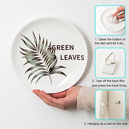 N/A 50Pcs Invisible Adhesive Plate Hanger, Vertical Plate Holders For Wall, Adhesive Plate Hanger Hooks For Plate Pictures Wall Decor (White,Sq)