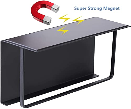  FEULAM Magnetic Spice Rack Organizer, Magnetic Shelf For Refrigerator, Magnetic Spice Rack For Refrigerator With 2 Hooks, Space Saving Magnetic Fridge Spice Rack Black