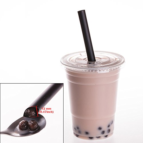  OLDEN APPLE, 8inch 12mm Diameter Drinking Straws,100Pcs Individually Wrapped Disposable Plastic Big Boba Bubble Pearls Tea Drinking Straws