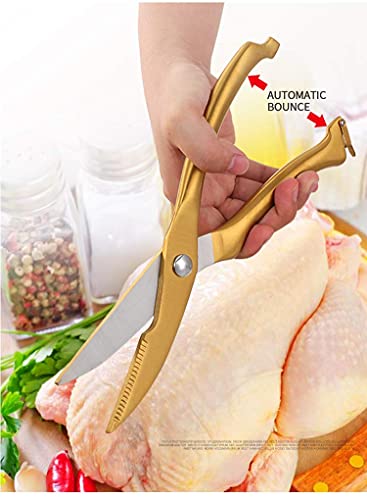  Kitchen Scissors, Heavy Duty Kitchen Shears, Multipurpose Stainless Steel Sharp Cooking Scissors For Chicken, Poultry, Fish, Meat, Herbs (GOLD)