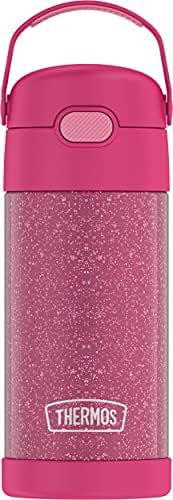 Thermos FUNTAINER 12 Ounce Stainless Steel Vacuum Insulated Kids Straw Bottle, Space