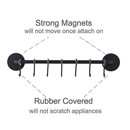  LEVOSHUA 7 Hooks Magnetic Utensil Holder Untensil Rack Tool Hanger Organizer For Refrigerator, Metal Cabinet, Metal Stove, Grill, BBQ