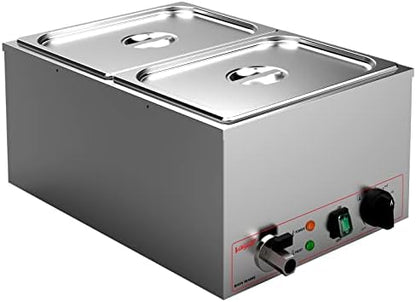  Commercial Stainless Steel 4 Sections Bain Marie Food Warmer 16 Qt Buffet Server With Lid And Tap For Home, Catering, Restaurants