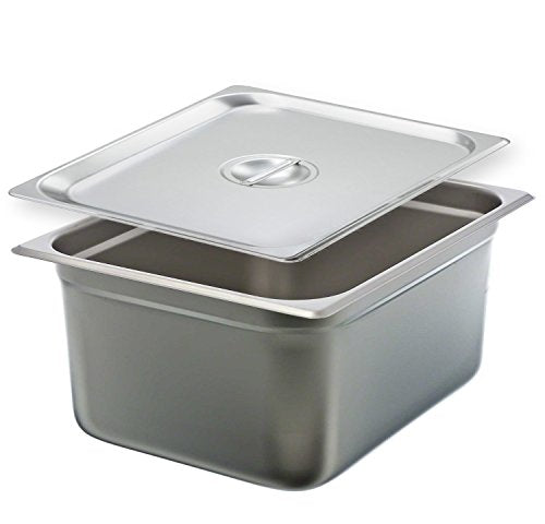  6-inch 1/2 Half-Size 22 Gauge Stainless Steel Anti-Jam Steam Table Pan With Lid