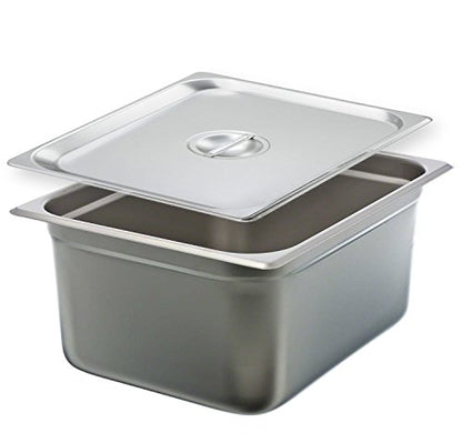  6-inch 1/2 Half-Size 22 Gauge Stainless Steel Anti-Jam Steam Table Pan With Lid