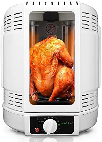  Vertical Countertop Rotisserie Oven Roaster, Rotating Shawarma And Kebab Machine With Skewer And Rack, Basket Tower, Roasting Rack, Poultry Tower, Drip Tray, For Meat Chicken Turkey Lamb