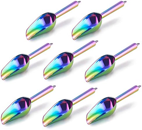  Mini Scoop, E-far 3 Ounce Stainless Steel Kitchen Utility Scoops, Ideal For Candy/Ice Cube/Flour/Sugar/Coffee Bean/Protein Powder, Food Grade & Anti Rust, Easy Clean & Dishwasher Safe (4 Pack)