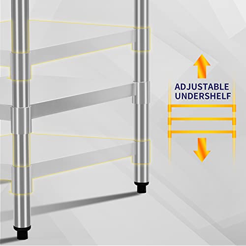  Galvanized Under Shelf For 24" X 36" Worktable, Adjustable Lower Shelf For Commercial Worktable For Restaurant, Home And Hotel