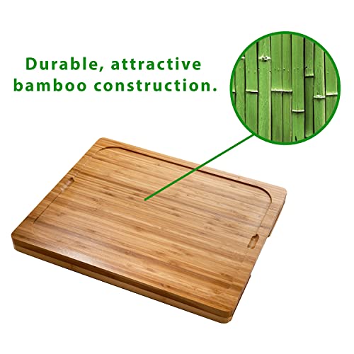  Bamboo Premium Wood Cutting Board Serving Tray W/ 7 Color-Coded BPA-Free Mats, For Chopping Bread, Cheese, Fruits, Vegetables, Meats, Charcuterie (PATENTED), Bamboo (NEW MODEL)