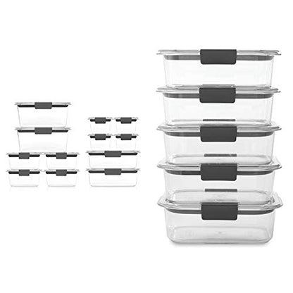 Rubbermaid Brilliance Storage 24-Piece Plastic Lids | BPA Free, Leak Proof Food Container, Clear & Brilliance Food Storage Container, BPA Free Plastic, Medium, 3.2 Cup, 5 Pack, Clear