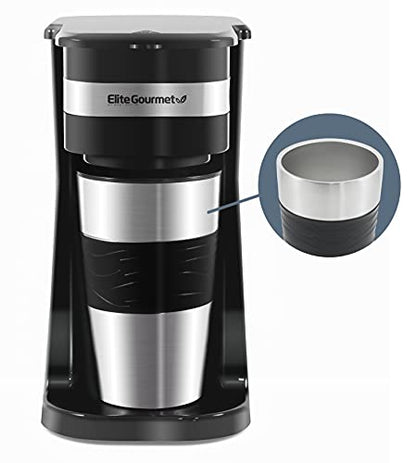  HC111A Personal Single-Serve Compact Coffee Maker, With Pause N Serve, Reusable Filter, On/Off Switch, Water Level Indicator, 14-oz, Black