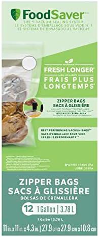 FoodSaver OodSaver 1-Gallon Vacuum Zipper Bags, 12 Count, Multi