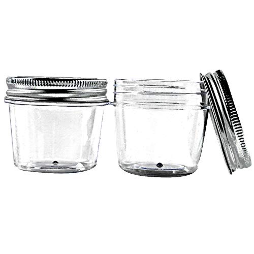  4 Ounce Clear Plastic Jars Containers With Screw On Lids - Refillable Round Empty Plastic Slime Storage Containers For Kitchen & Household Storage - BPA Free (20 Pack)