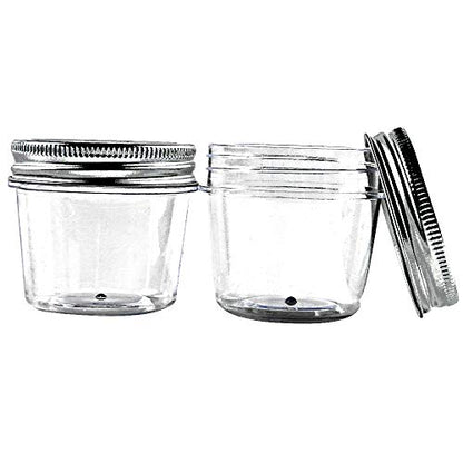  4 Ounce Clear Plastic Jars Containers With Screw On Lids - Refillable Round Empty Plastic Slime Storage Containers For Kitchen & Household Storage - BPA Free (20 Pack)