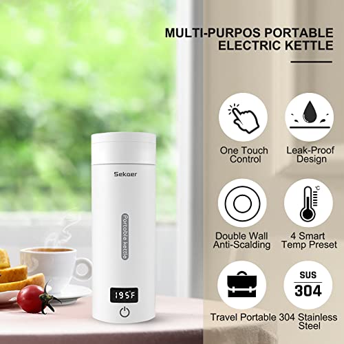  Mall Electric Tea Kettle Travel Portable Mini Coffee Kettle, With 4 Variable Presets, Personal Hot Water Boiler 304 Stainless Steel With Auto Shut-Off & Boil Dry Protection, BPA-Free