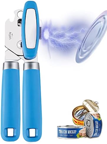  Can Opener Manual With Magnet,Hand Held Can Opener Smooth Edge,Strong Good Grips Safety Can Opener Heavy Duty For Safe Cut,Handheld Manual Can Opener With Sharp Cutting Wheel,Black