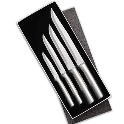  Ada Cutlery Wedding Register Knife Gift Set – 4 Stainless Steel Culinary Knives With Silver Aluminum Handle Made In The USA