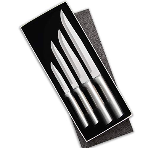  Ada Cutlery Wedding Register Knife Gift Set – 4 Stainless Steel Culinary Knives With Silver Aluminum Handle Made In The USA