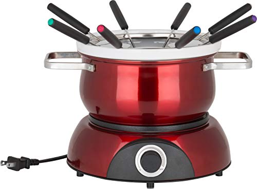  Trudeau Electric Scarlet Fondue Pot, 84 Oz, Red