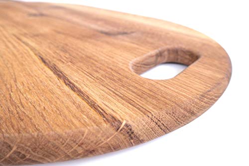  American Oak Wood Oversized Serving Board 20.5" X 13" | Extra Large Charcuterie Board | Cheese Board With Handle For Serving Cheeses, Meats, Crackers, And Wine | Unique Gift (Oval Cutting Board)