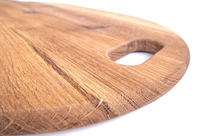  American Oak Wood Oversized Serving Board 20.5" X 13" | Extra Large Charcuterie Board | Cheese Board With Handle For Serving Cheeses, Meats, Crackers, And Wine | Unique Gift (Oval Cutting Board)
