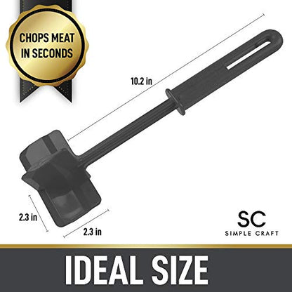  Meat Chopper - Premium Meat Masher, Ground Beef Masher, & Hamburger Chopper Utensil - Perfect For Turkey, Mashed Potato, Baking, Cooking & More (Black)