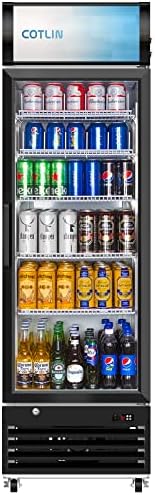  Glass Door Merchandiser Refrigerator With LED Lighting, 12.5 Cu.ft Commercial Beverage Cooler, Extra Adjustable Shelves And Drink Organizers, ETL NSF Approved