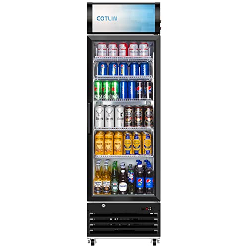  Glass Door Merchandiser Refrigerator With LED Lighting, 12.5 Cu.ft Commercial Beverage Cooler, Extra Adjustable Shelves And Drink Organizers, ETL NSF Approved