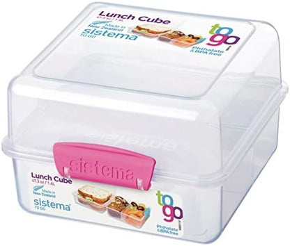 Sistema Lunch Collection Lunch Cube, 47.3 Oz./1.4 L, Clear/Blue