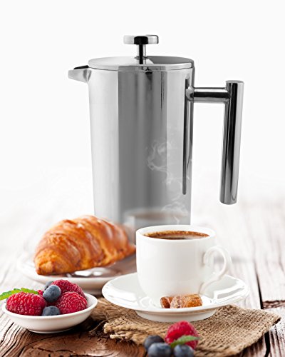  E CFD-03 Stainless Steel Cafetiere, Mirror, 3 Cup