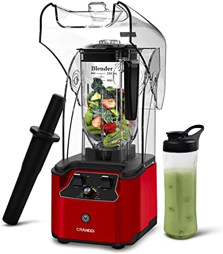  Commercial Quiet Blender, 2200 Watt Professional Countertop Blender With BPA-FREE 80oz Pitcher, Built-in Pulse & 15-speeds Control, Smoothie Blender For Commercial And Home 110V (Black)