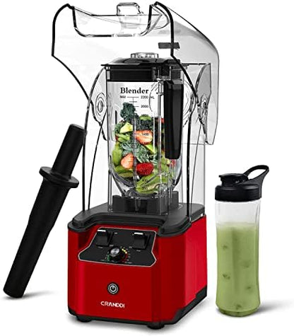  Commercial Quiet Blender, 2200 Watt Professional Countertop Blender With BPA-FREE 80oz Pitcher, Built-in Pulse & 15-speeds Control, Smoothie Blender For Commercial And Home 110V (Black)