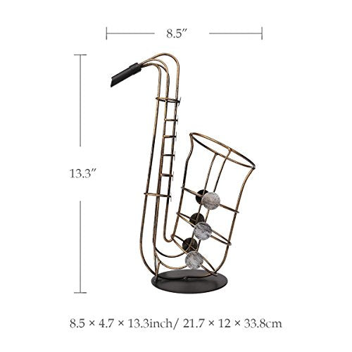  Saxophone Free StandingTabletop Wine Racks, Creative Metal Wine Bottle Holder, Collectible Figurines Wine Shelf Gifts For Wine Lovers, Home Interior Kitchen Bar Decorations