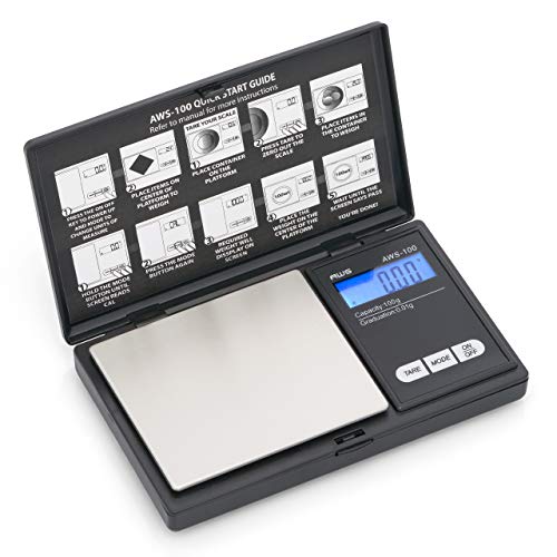 Eries Digital Pocket Weight Scale 100g X 0.01g, (Black), AWS-100-Black