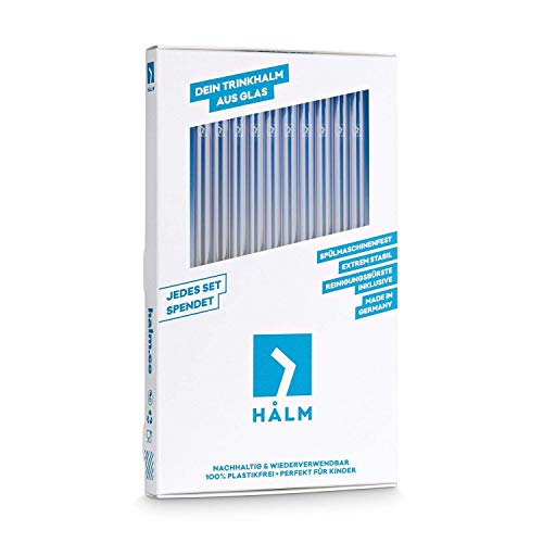  ALM Glass Straws - 20x 8 Inch Reusable Drinking Straws + Plastic-Free Cleaning Brush - Dishwasher Safe - Eco-Friendly - Perfect For Parties, Cocktails - Made In Germany