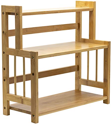  Sorbus Kitchen Countertop Organizer Bamboo Wooden Counter Storage Shelf Rack For Spice, Soap, Skin Care, Makeup Display Stand, Bathroom Shelves, Vanity, Office (3-Tier)