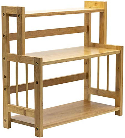  Sorbus Kitchen Countertop Organizer Bamboo Wooden Counter Storage Shelf Rack For Spice, Soap, Skin Care, Makeup Display Stand, Bathroom Shelves, Vanity, Office (3-Tier)
