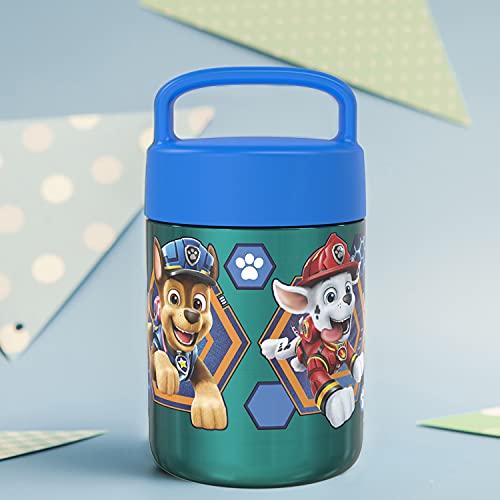  Kids' Vacuum Insulated Stainless Steel Food Jar With Carry Handle, Thermal Container For Travel Meals And Lunch On The Go, 12 Oz, PAW Patrol