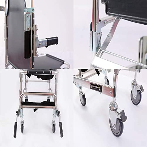  BMINK Manual Stair Chair, Portable Folding Stair Chair Emergency 4 Wheels Transport Chair Ambulance ChairFirefighter Evacuation Foldable Aluminum Lift