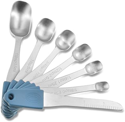  Measuring Spoons 18/8 Stainless Steel Measuring Spoons Set Of 7 Piece With 1 Leveler Dry And Liquid Ingredients (Dual Sided)