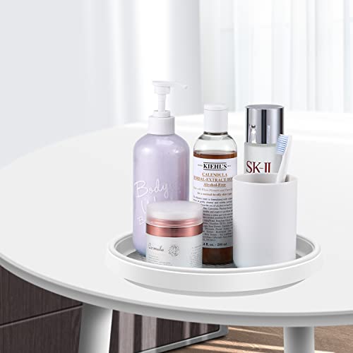  Retireno Lazy Susan Turntable 2 Pack , Non-Skid Lazy Susan Organizer 10 Inch For Cabinet, Pantry, Kitchen, Countertop, Vanity Display Stand White/Gray